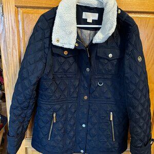 Michael Kors Womens Navy Quilted Winter Jacket Size Large
